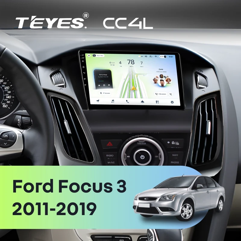 Штатная магнитола для Ford Focus 3 (2011-2019) (черная) F3 - Teyes CC4L на Android 14, 8-ядер, 6ГБ-64ГБ, SIM-слот