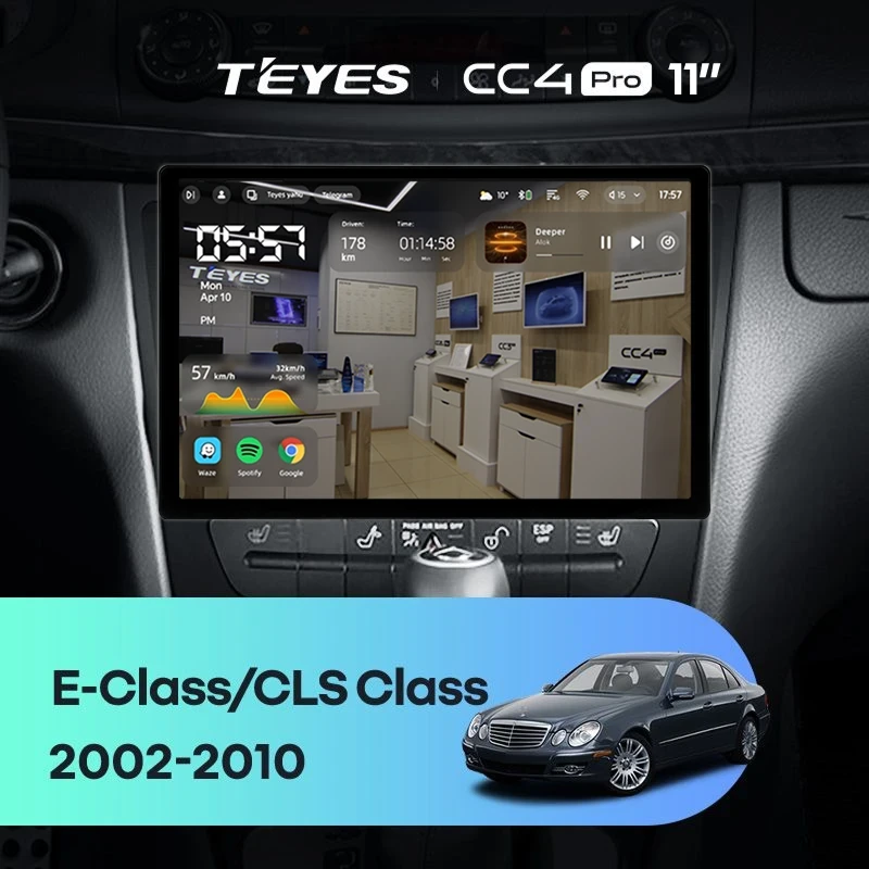 Штатная магнитола для Mercedes-Benz E-Class S211 W211 CLS-Class C219 (2002-2010) (Экран 11") - Teyes CC4 Pro на Android 13, 8-ядер, 12ГБ-256ГБ, SIM-слот