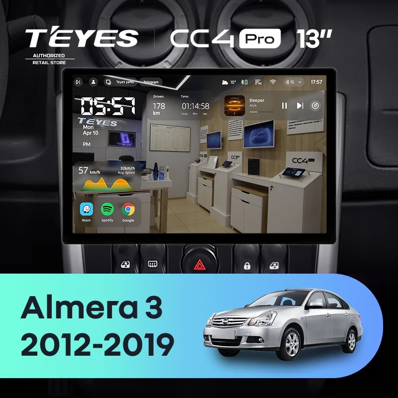 Штатная магнитола для Nissan Almera 3 G15 (2012-2019) (Экран 13") - Teyes CC4 Pro на Android 13, 8-ядер, 8ГБ-128ГБ, SIM-слот