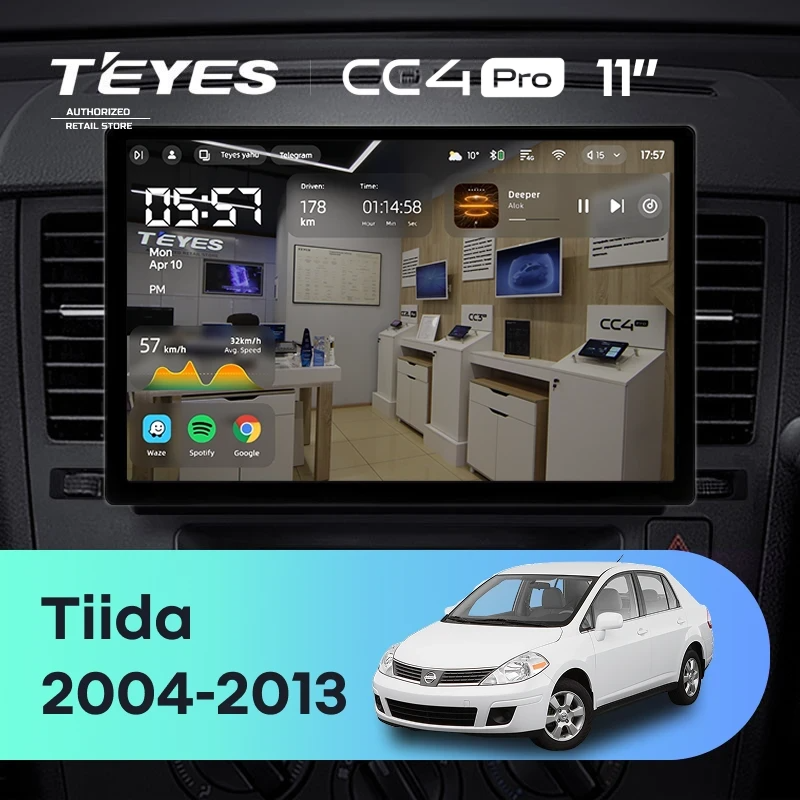 Штатная магнитола для Nissan Tiida C11 (2004-2013) (Экран 11") - Teyes CC4 Pro на Android 13, 8-ядер, 12ГБ-256ГБ, SIM-слот