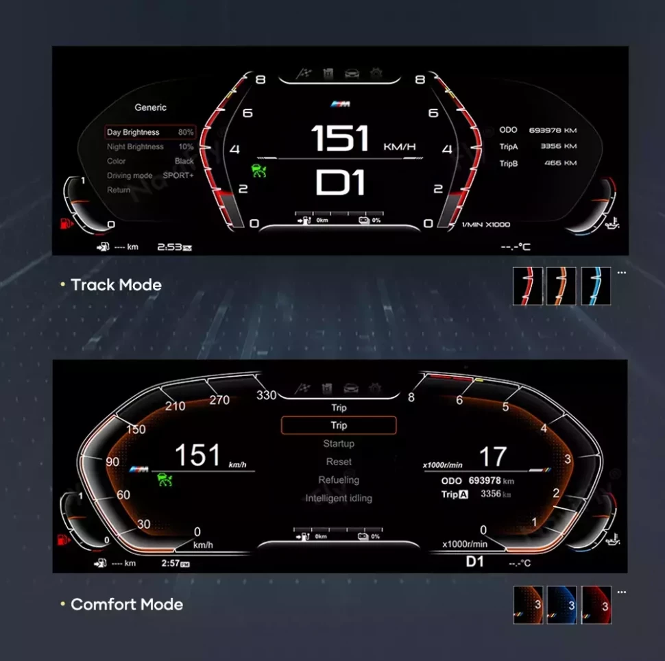 Электронная панель приборов BMW 3-серия F30 F34 2011-2019 - Carmedia NH-LCD-B02-F30 с ЖК 12.3" экраном QLED (CarPlay)