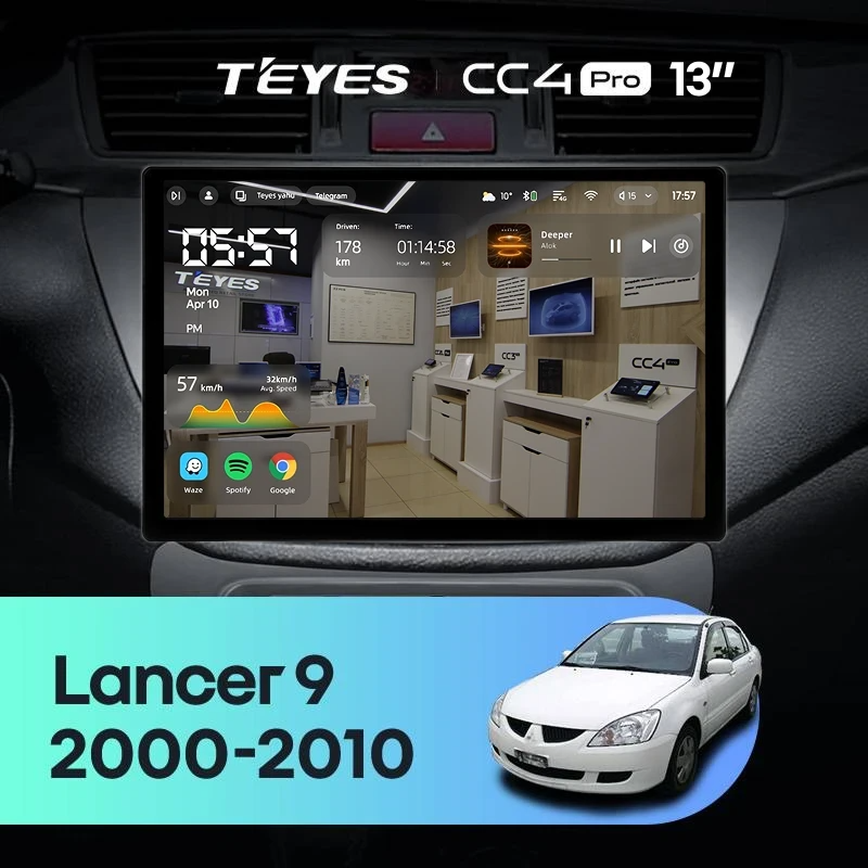 Штатная магнитола для Mitsubishi Lancer 9 CS (2000-2010) (Экран 13") - Teyes CC4 Pro на Android 13, 8-ядер, 8ГБ-128ГБ, SIM-слот
