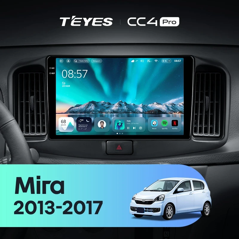 Штатная магнитола для Daihatsu Mira eS (2013-2017) (Экран 9,5") - Teyes CC4 Pro на Android 13, 8-ядер, 12ГБ-256ГБ, SIM-слот