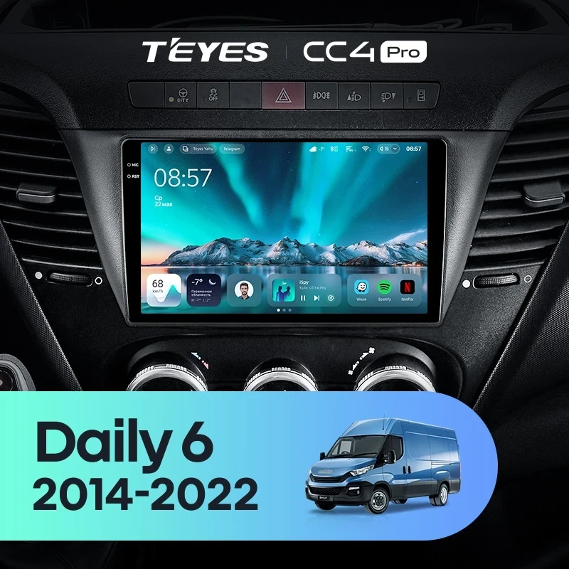 Штатная магнитола для Iveco Daily 6 (2014-2022) (Экран 9,5") - Teyes CC4 Pro на Android 13, 8-ядер, 12ГБ-256ГБ, SIM-слот