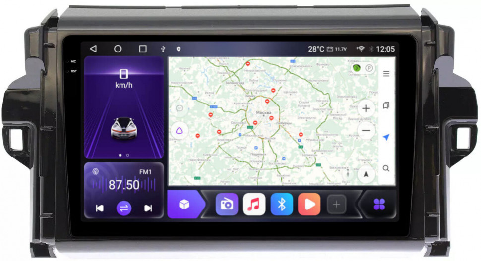 Магнитола для Toyota Fortuner 2015-2022 - Carmedia OL-9699 QLed+2K, Android 12, ТОП процессор, CarPlay, SIM-слот (CarPlay)