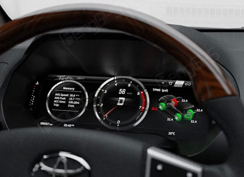 Электронная панель приборов Toyoya Land Cruiser Prado 150 2017-2022 - Carmedia NH-LCD-T04 с сенсорным LCD / ЖК 12.3" экраном QLED (CarPlay)
