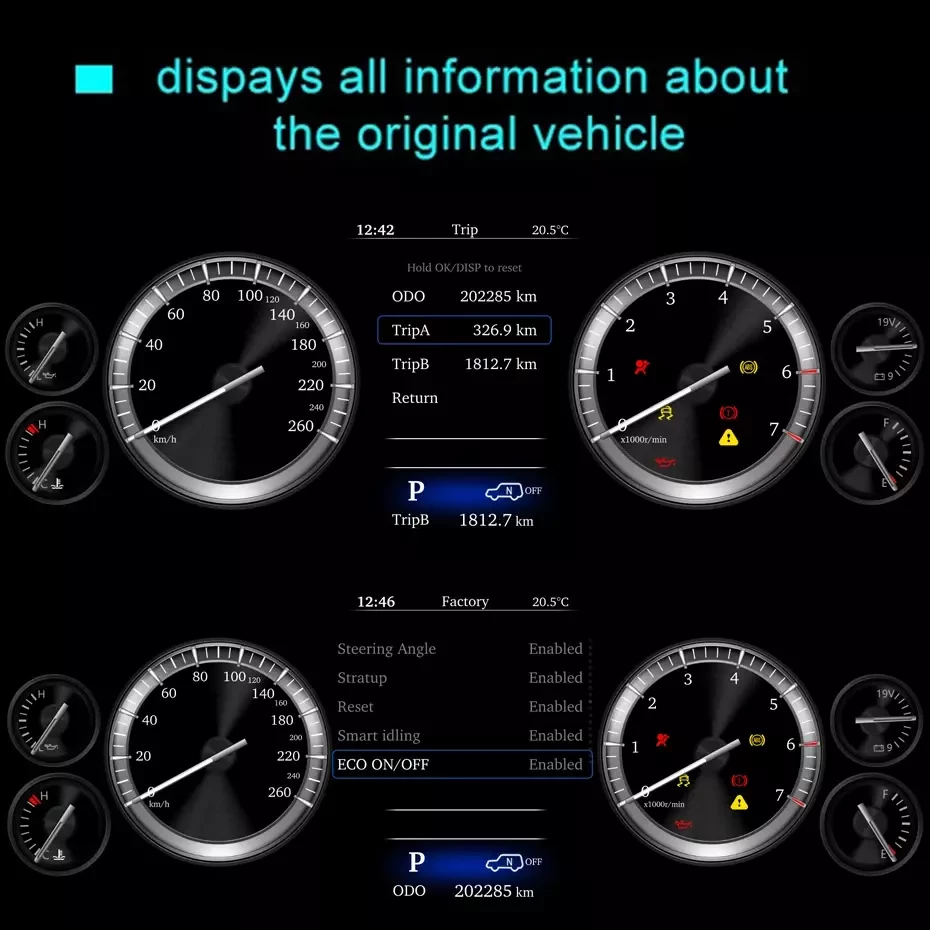 Электронная панель приборов Toyoya Land Cruiser Prado 150 2017-2022 - Carmedia NH-LCD-T04 с сенсорным LCD / ЖК 12.3" экраном QLED (CarPlay)