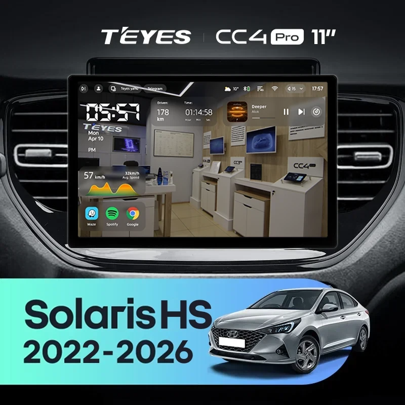 Штатная магнитола для Solaris HS (2022-2026) (Экран 11") - Teyes CC4 Pro на Android 13, 8-ядер, 12ГБ-256ГБ, SIM-слот