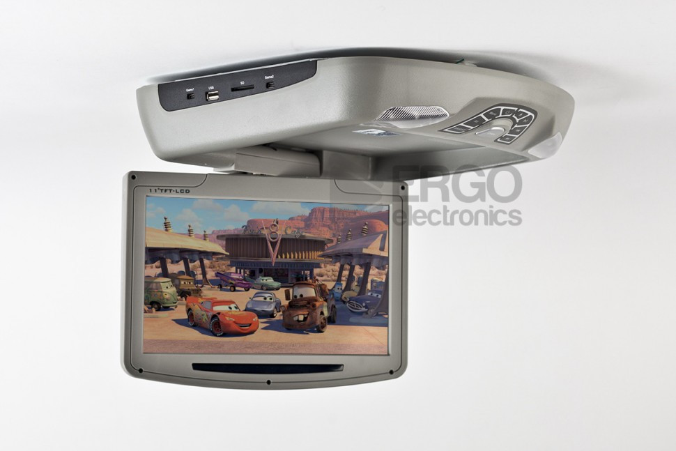 Автомобильный потолочный LCD монитор 11" со встроенным DVD плеером ERGO ER11K (Grey)