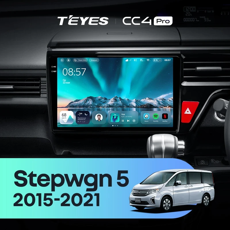 Штатная магнитола для Honda Stepwgn 5 (2015-2021) правый руль (Экран 10,36") - Teyes CC4 Pro на Android 13, 8-ядер, 8ГБ-128ГБ, SIM-слот