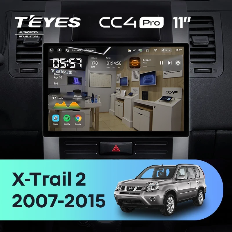 Штатная магнитола для Nissan X-Trail T31 (2007-2015) (Экран 11") - Teyes CC4 Pro на Android 13, 8-ядер, 8ГБ-128ГБ, SIM-слот
