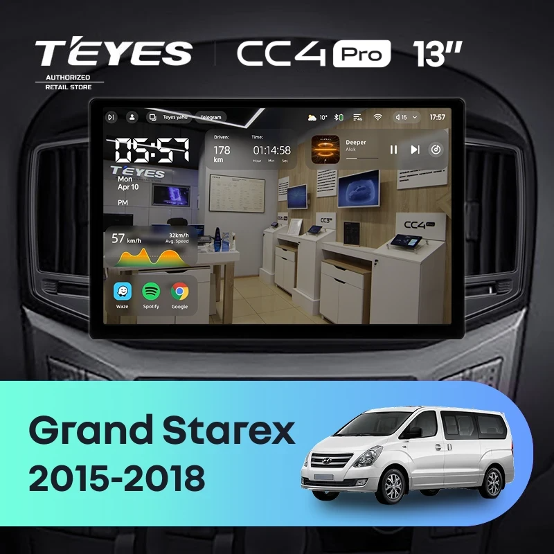 Штатная магнитола для Hyundai Grand Starex (2015-2018) (Экран 13") - Teyes CC4 Pro на Android 13, 8-ядер, 8ГБ-128ГБ, SIM-слот