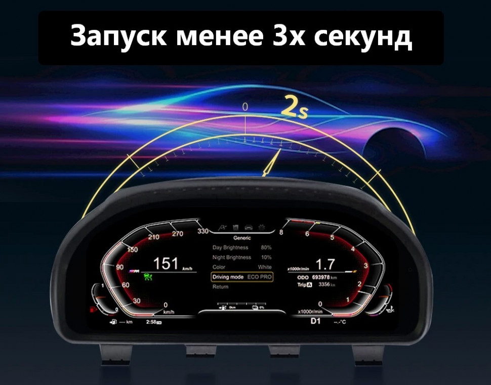 Электронная панель приборов BMW 4-серия F32 2012-2018 - Carmedia NH-LCD-B02-F32 с ЖК 12.3" экраном QLED (CarPlay)