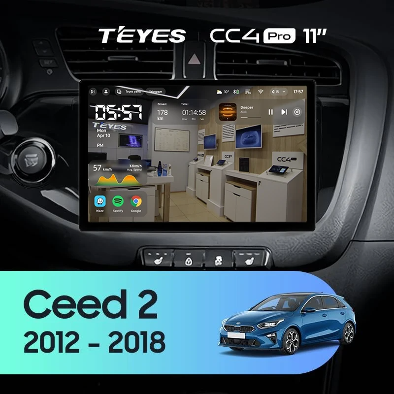 Штатная магнитола для Kia Ceed 2 JD (2012-2018) (Экран 11") - Teyes CC4 Pro на Android 13, 8-ядер, 8ГБ-128ГБ, SIM-слот