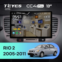 Штатная магнитола для Kia Rio 2 (2005-2011) (Экран 13") - Teyes CC4 Pro на Android 13, 8-ядер, 8ГБ-128ГБ, SIM-слот