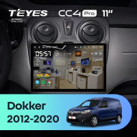 Штатная магнитола для Renault Dokker (2012-2020) (Экран 11") - Teyes CC4 Pro на Android 13, 8-ядер, 8ГБ-128ГБ, SIM-слот
