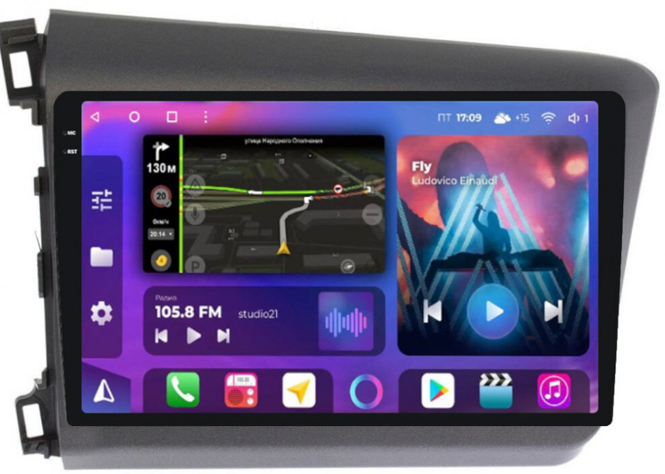 Магнитола для Honda Civic 9 2012-2013 - FarCar XXL132M Android 12, QLED, ТОП процессор, 8Гб+256Гб, CarPlay, SIM-слот (CarPlay)