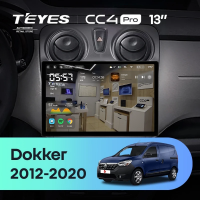 Штатная магнитола для Renault Dokker (2012-2020) (Экран 13") - Teyes CC4 Pro на Android 13, 8-ядер, 12ГБ-256ГБ, SIM-слот