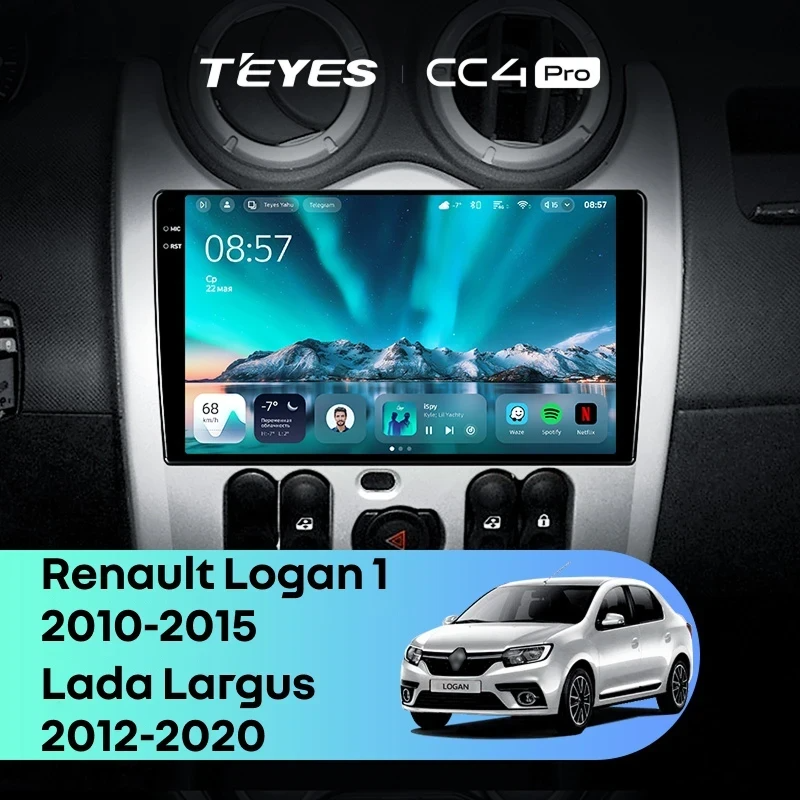 Штатная магнитола для Lada Largus (2012-2020) (Экран 9,5") - Teyes CC4 Pro на Android 13, 8-ядер, 12ГБ-256ГБ, SIM-слот