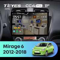 Штатная магнитола для Mitsubishi Mirage 6 (2012-2018) (Экран 11") - Teyes CC4 Pro на Android 13, 8-ядер, 8ГБ-128ГБ, SIM-слот