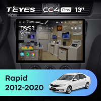 Штатная магнитола для Skoda Rapid NH3 NH1 (2012-2020) (Экран 13") - Teyes CC4 Pro на Android 13, 8-ядер, 8ГБ-128ГБ, SIM-слот