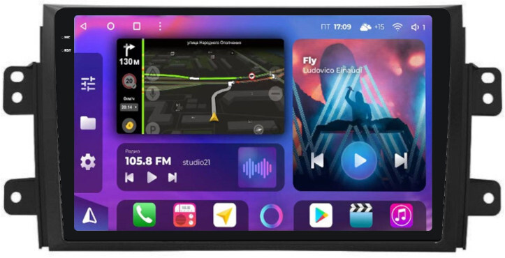 Магнитола Suzuki SX4 2006-2014 - FarCar XXL124M Android 12, QLED, ТОП процессор, 8Гб+256Гб, CarPlay, SIM-слот (CarPlay)