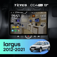 Штатная магнитола для Lada Largus (2012-2020) (Экран 13") - Teyes CC4 Pro на Android 13, 8-ядер, 8ГБ-128ГБ, SIM-слот