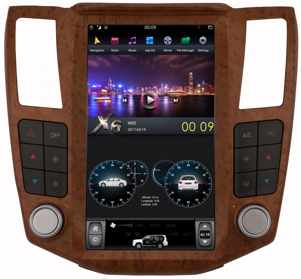 Магнитола для Lexus RX 2004-2009, Toyota Harrier 2003-2009 - Carmedia ZF-1278S-GE ("Тесла-Стиль") Android 13, 8ГБ+128ГБ, SIM-слот (CarPlay)