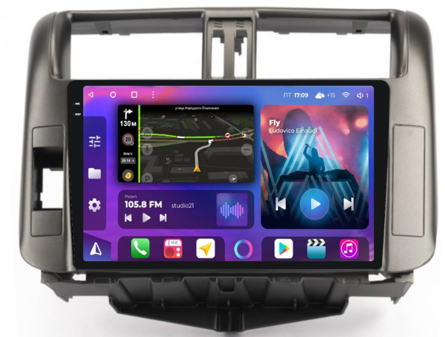 Магнитола для Toyota Land Cruiser Prado 150 2009-2013 (бронза/серебро) - FarCar XXL065M Android 12, QLED, ТОП процессор, 8Гб+256Гб, CarPlay, SIM-слот (CarPlay)