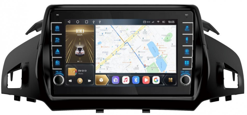 Магнитола для Ford Kuga 2011-2019 (рамка с зазорами) - Carmedia OL-9203-1 (крутилки) QLed, Android 10, ТОП процессор, CarPlay, SIM-слот (CarPlay)