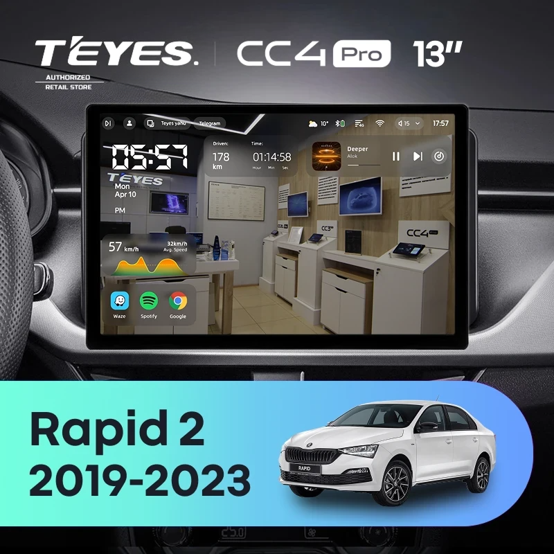 Штатная магнитола для Skoda Rapid 2 (2019-2023) (Экран 13") - Teyes CC4 Pro на Android 13, 8-ядер, 8ГБ-128ГБ, SIM-слот