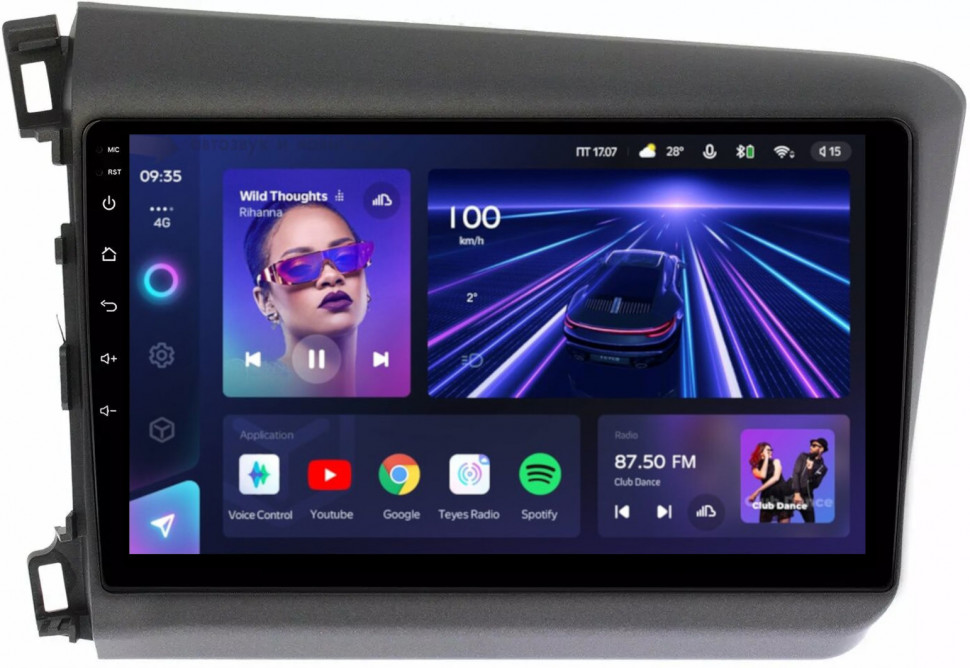 Магнитола для Honda Civic 9 2012-2013 - Teyes CC3L Android 10, 8-ядер, 4ГБ+32ГБ, SIM-слот (CarPlay)