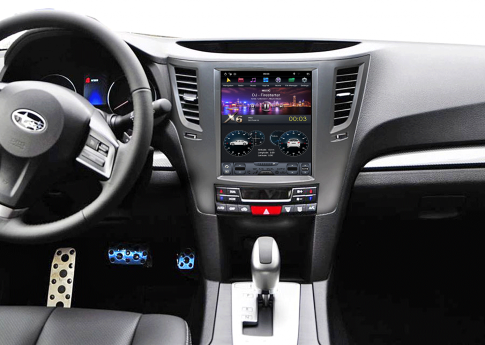Магнитола для Subaru Outback/Legacy 2009-2015 (цвет рамки черный) - Carmedia ZF-1070B-Q6 вертикальный экран в стиле "Тесла" на Android 11, 8Гб+128Гб, CarPlay, 4G SIM-слот