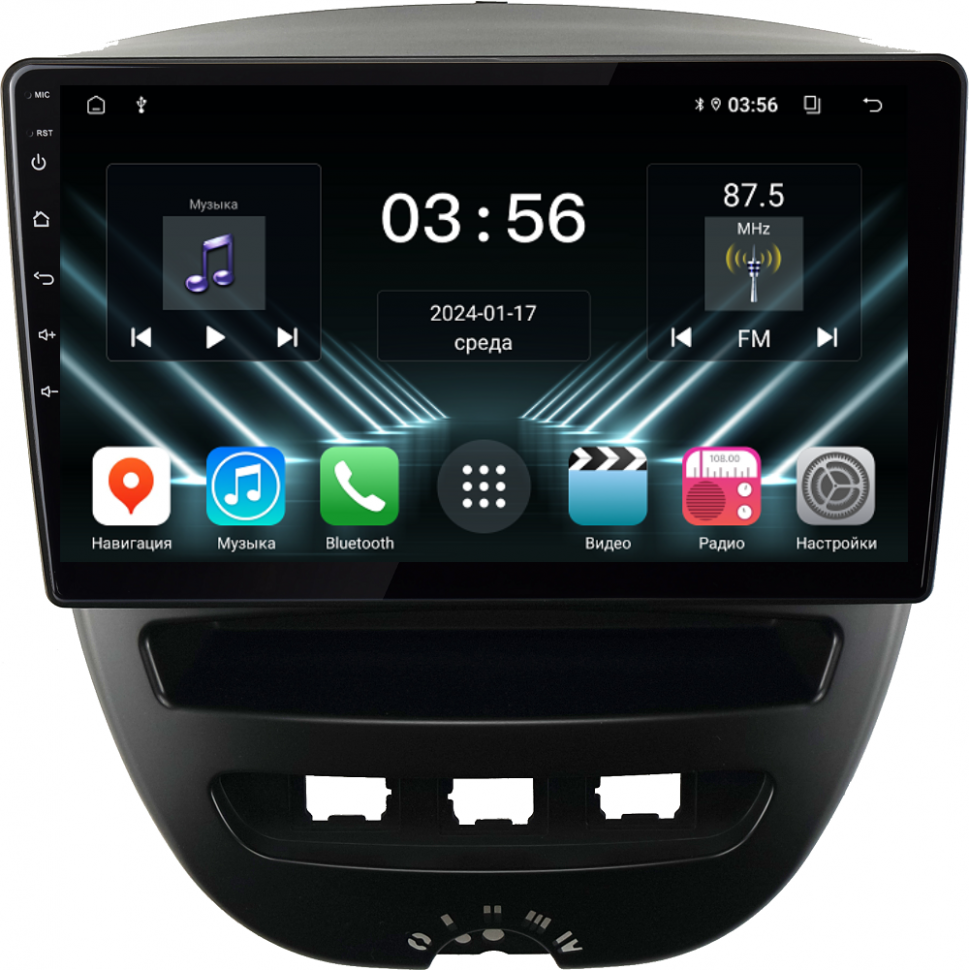 Штатная магнитола FarCar для Peugeot 107, Citroen C1, Toyota Aygo на Android  (DX3072M) (CarPlay)