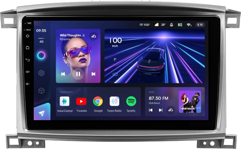 Магнитола Lexus LX470, Toyota Land Cruiser 100, 2002-2007 (штатный экран) - Teyes CC3 Android 10, ТОП процессор, 4/32 Гб, CarPlay, SIM-слот (CarPlay)