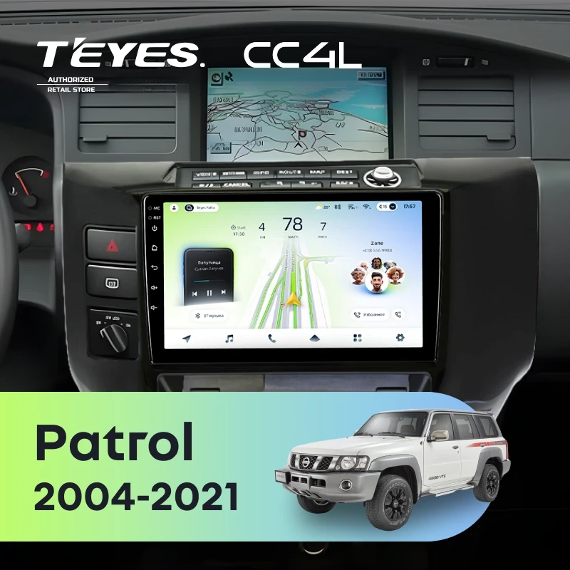 Штатная магнитола для Nissan Patrol V 5 Y61 (2004-2021) F3 (черный) - Teyes CC4L на Android 14, 8-ядер, 6ГБ-64ГБ, SIM-слот