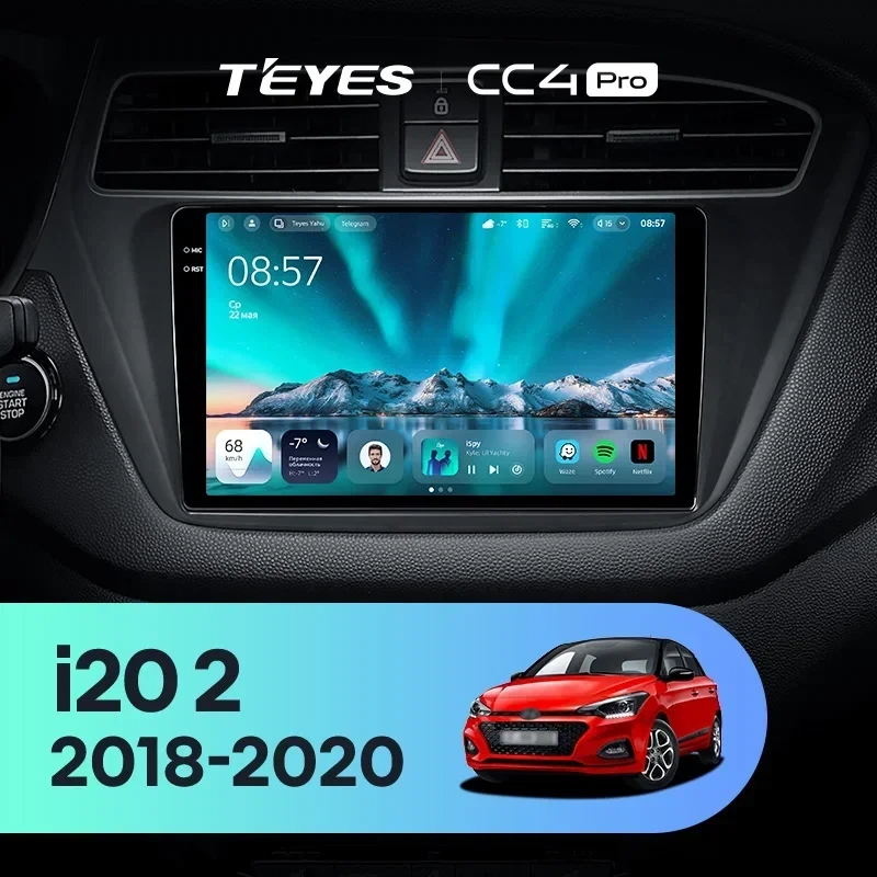 Штатная магнитола для Hyundai i20 2 GB (2018-2020) (Экран 9,5") - Teyes CC4 Pro на Android 13, 8-ядер, 12ГБ-256ГБ, SIM-слот