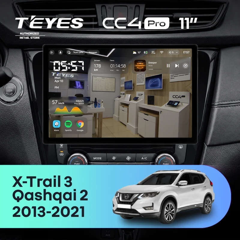 Штатная магнитола для Nissan Qashqai 2 (2013-2021) (Экран 11") - Teyes CC4 Pro на Android 13, 8-ядер, 8ГБ-128ГБ, SIM-слот