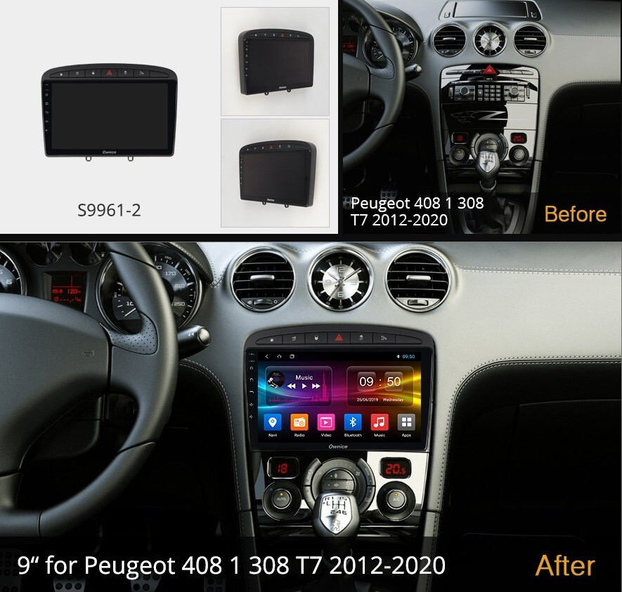 Магнитола для Peugeot 308 2007-2014, 408 2012-2022 - Carmedia OL-9961 Android 10, 8-ядер, SIM-слот (CarPlay)