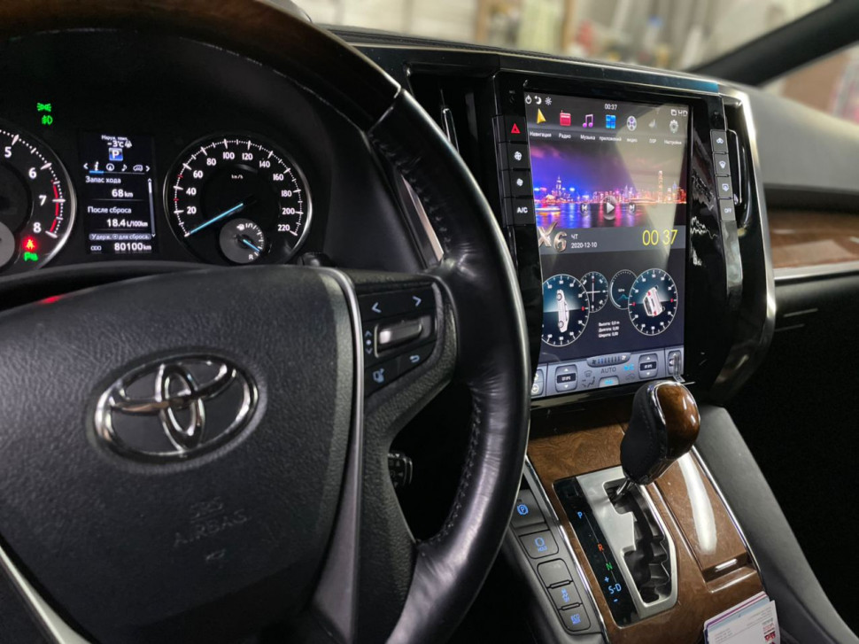 Магнитола для Toyota Alphard 30 2015-2019 (3-10 динамиков) - Carmedia ZF-1308L-GE вертикальный экран в стиле "Тесла" на Android 13, 8Гб+128Гб, 4G SIM-слот, CarPlay