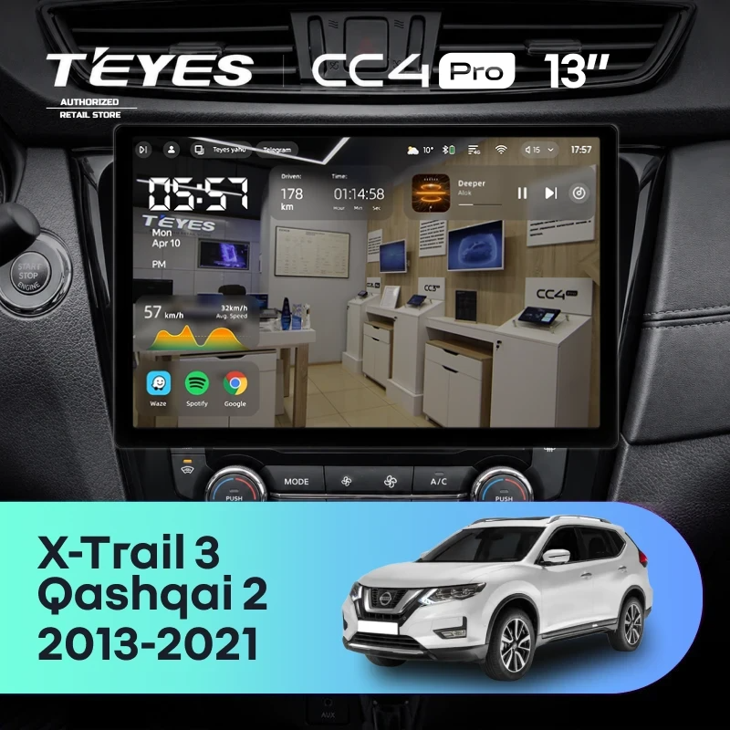 Штатная магнитола для Nissan Qashqai 2 (2013-2021) (Экран 13") - Teyes CC4 Pro на Android 13, 8-ядер, 8ГБ-128ГБ, SIM-слот