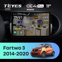 Штатная магнитола для Mercedes-Benz Smart Fortwo 3 C453 A453 W453 (2014-2020) (Экран 11") - Teyes CC4 Pro на Android 13, 8-ядер, 8ГБ-128ГБ, SIM-слот