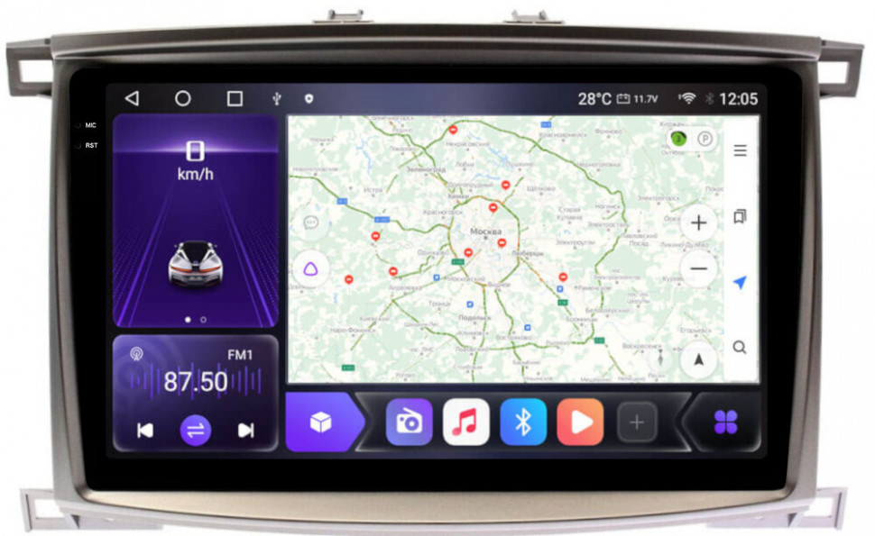 Магнитола для Toyota Land Cruiser 100 2002-2007 - Carmedia OL-1698 QLed+2K, Android 12, ТОП процессор, CarPlay, SIM-слот (CarPlay)
