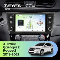 Штатная магнитола для Nissan Rogue 2 / X-Trail 3 / Qashqai 2 (2013-2021) F4 климат контроль Тип-AB с кнопками - Teyes CC4L на Android 14, 8-ядер, 6ГБ-64ГБ, SIM-слот